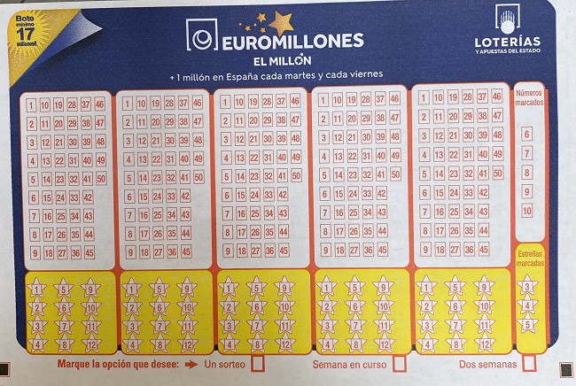 EuroMillions and El Millón lottery ticket in Spain